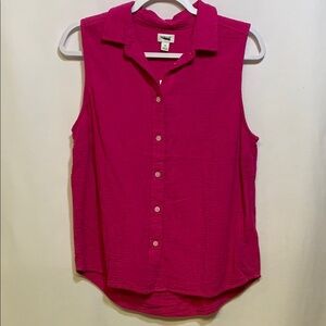 J. Crew Pink Collared Button Down Sleeveless Shirt